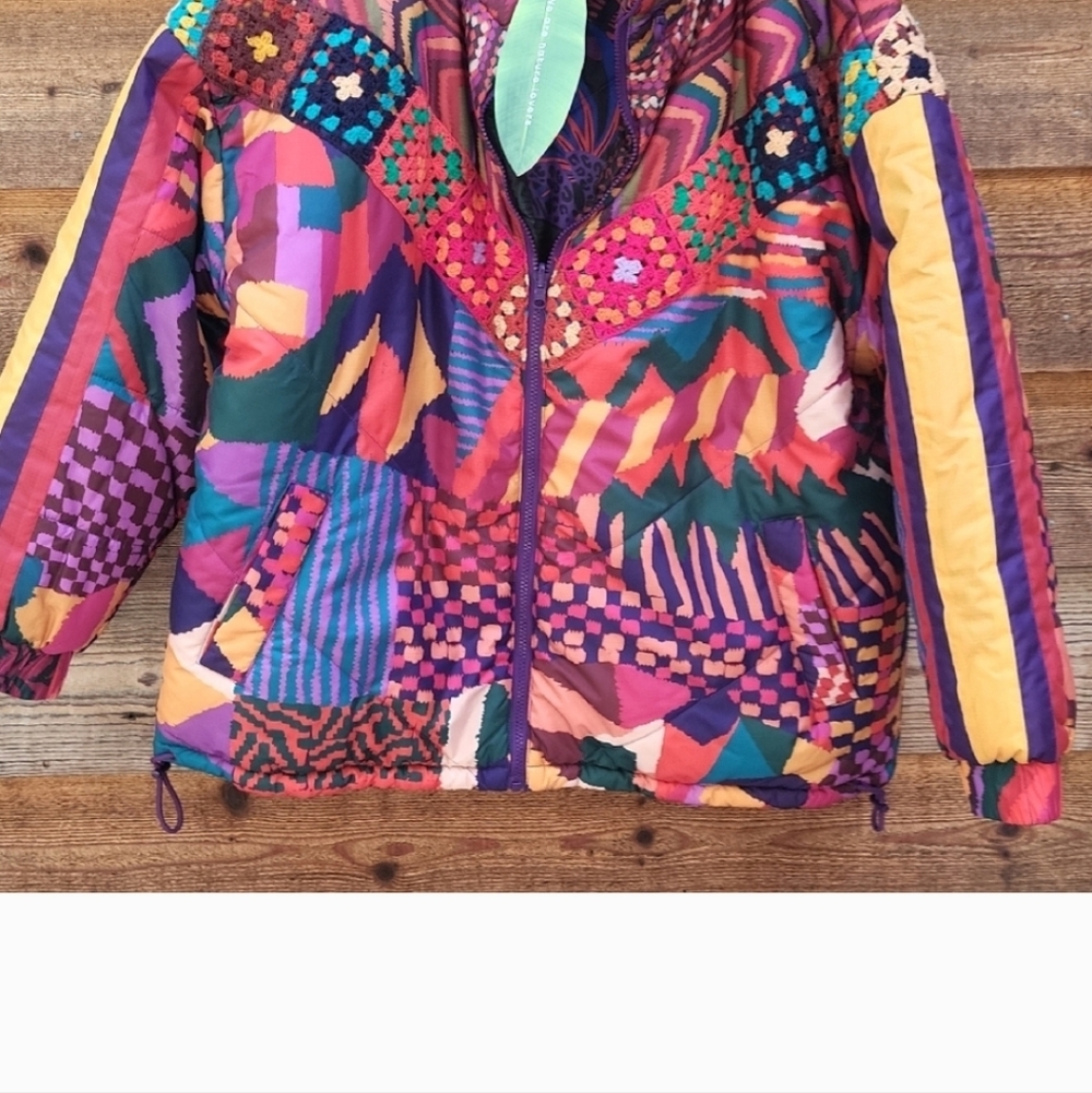 FARM Rio Colorful Patchwork Puffer Jacket